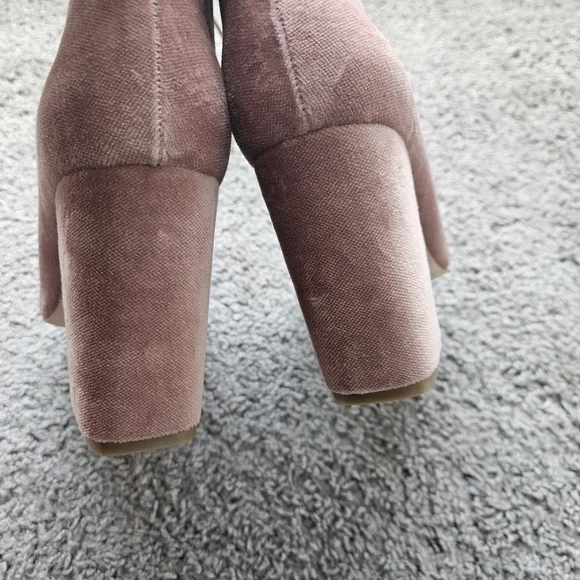 Joie Lakia Blush Velvet peep toe lace up heel boots size 38.5/8.5 - Picture 6 of 10